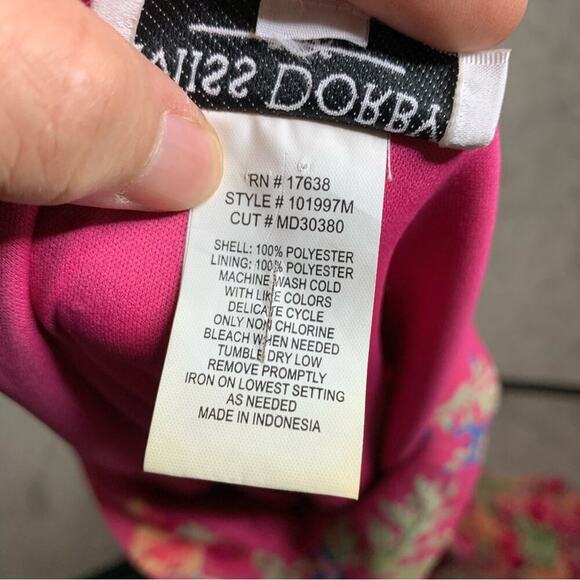 Vintage 90s pink floral drape lettuce hem midi dress size 12 - Picture 6 of 7